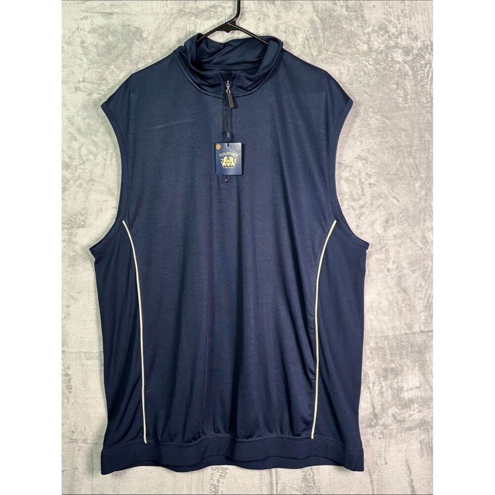 NWT New Tourney by Greg Norman Blue Pullover 15 UPF Golf 1/4 Zip Vest Size XXL